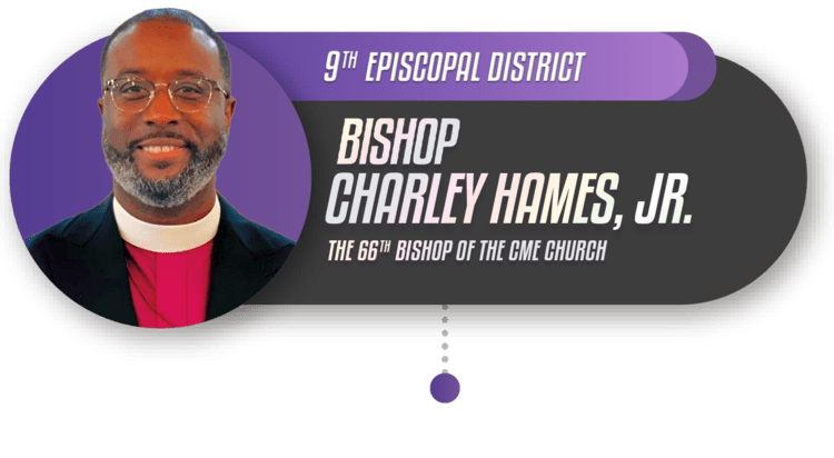 A picture of the bishop and his name.