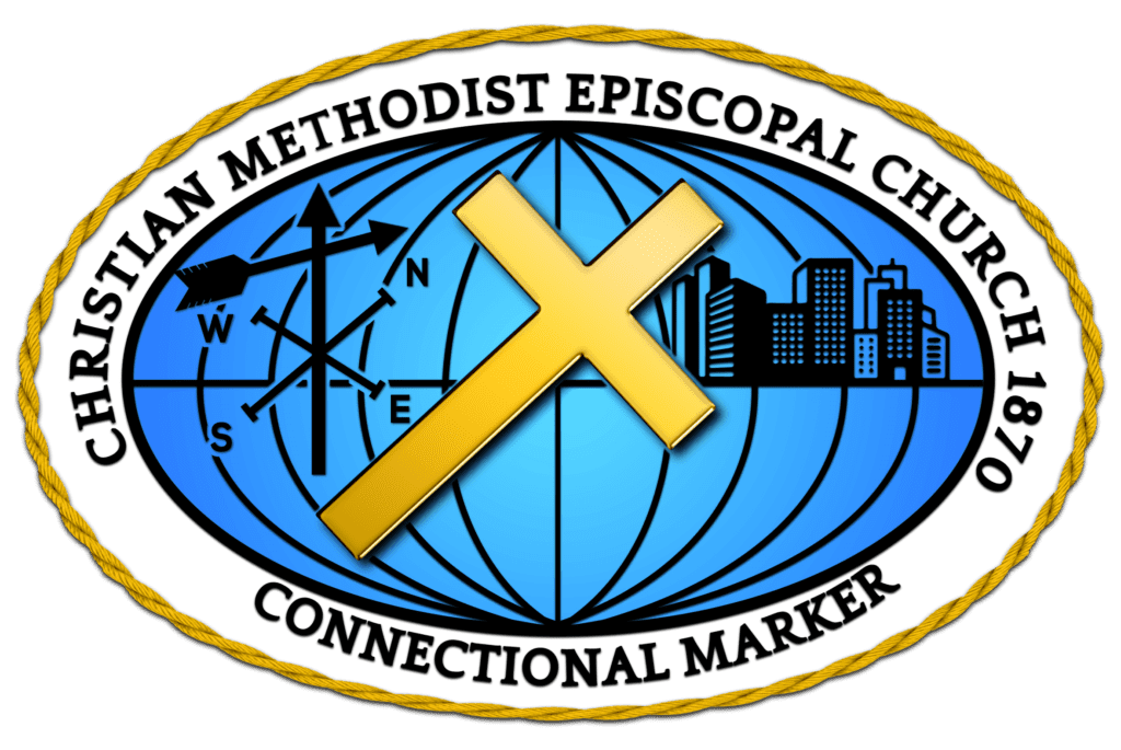 A blue and yellow logo for the metropolitan episcopal church.