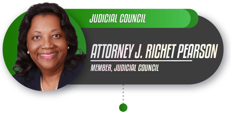 A picture of attorney richet and the words " judicial council."