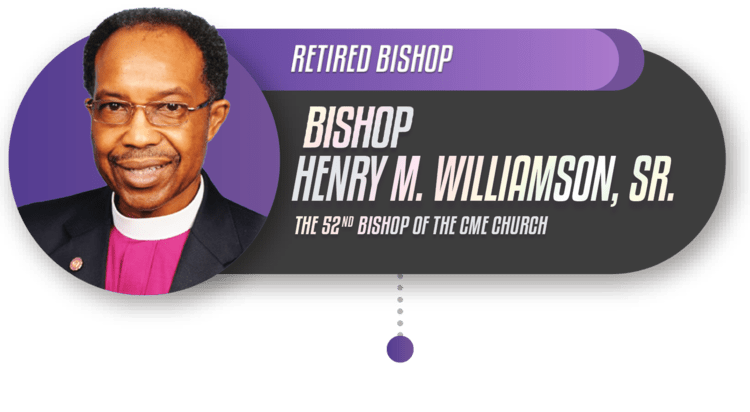 A picture of the bishop and his name.