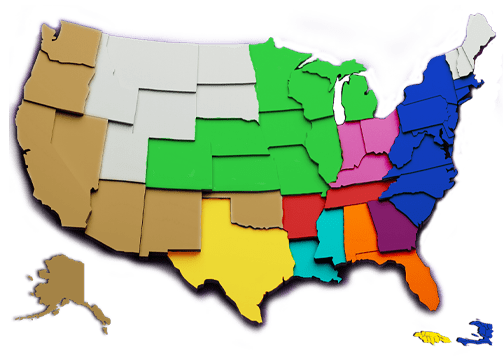 A map of the united states with many colors.