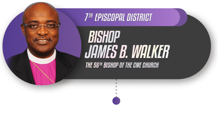 A black and purple background with a picture of james walker.