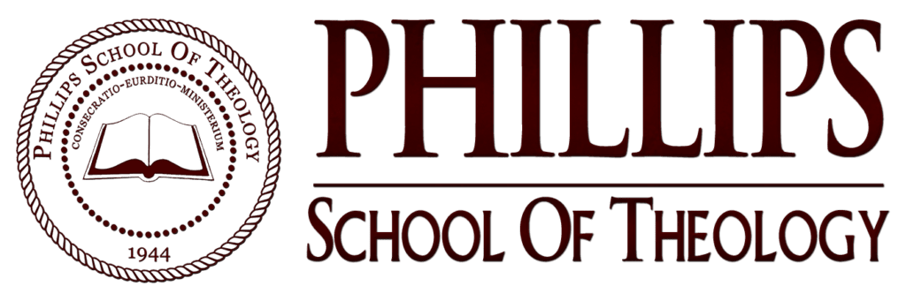 A red and black logo for the phil school of business.