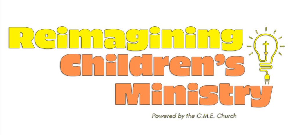 A yellow and orange logo for the children 's ministry.