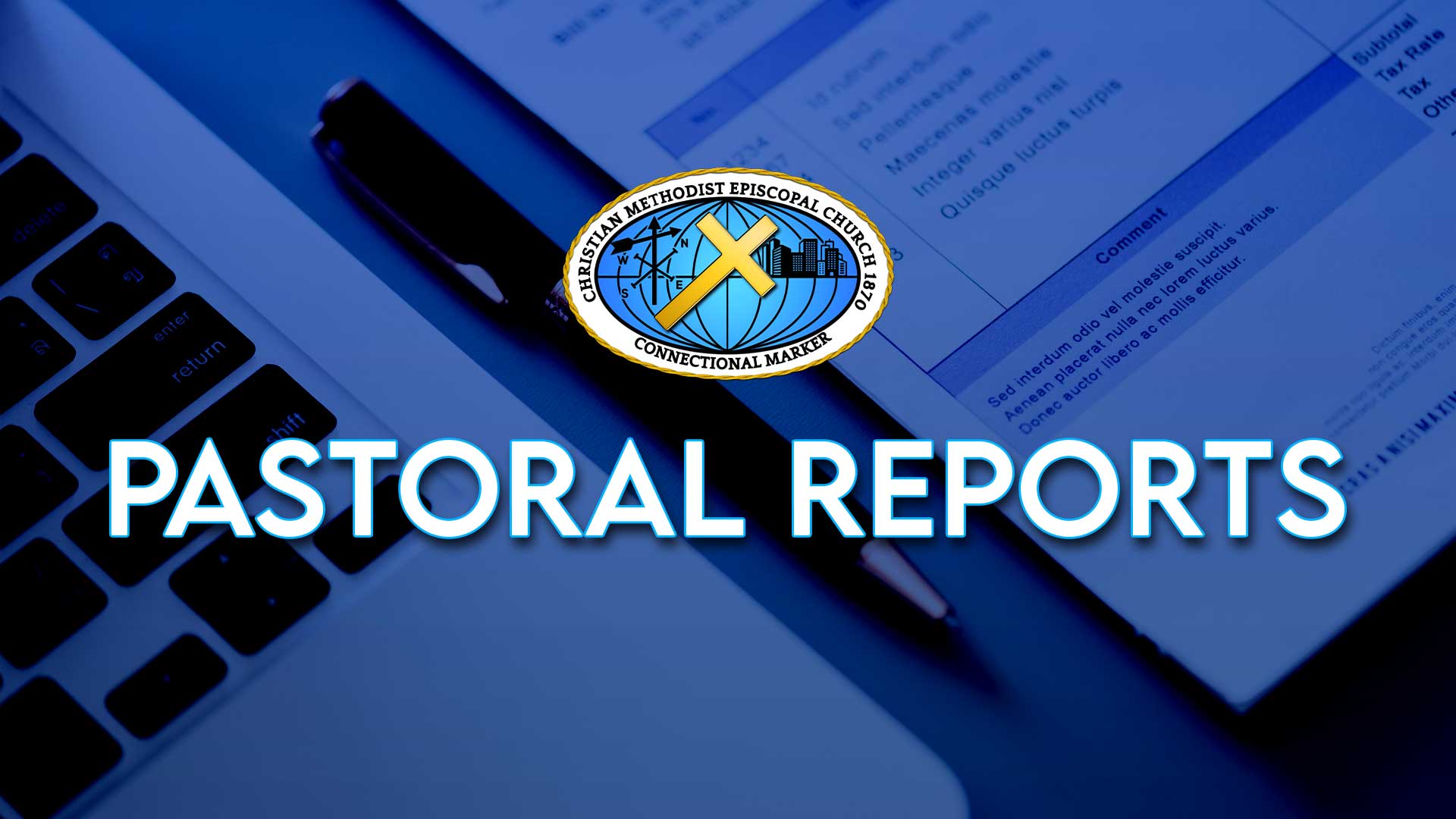 A close up of the word " pastoral report ".