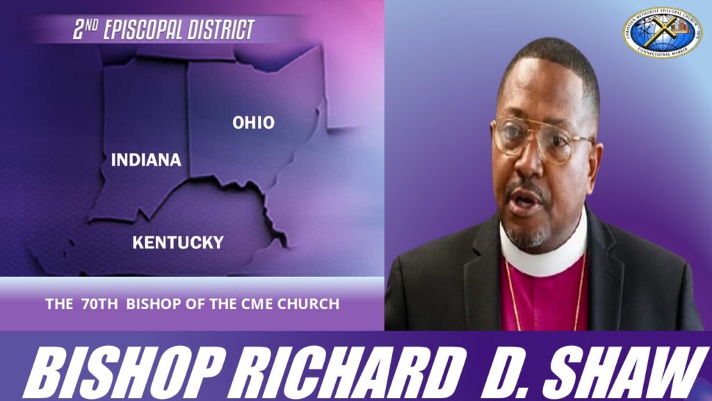 Bishop Shaw with Episcopal District map